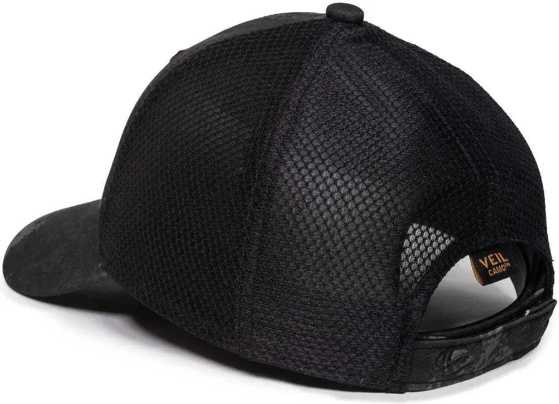 OC Sports PFC150M Performance Camo Mesh-Back Cap - Veil Tac-Black Black - Veil Black / 6 7/8’’ - 7 1/2’’