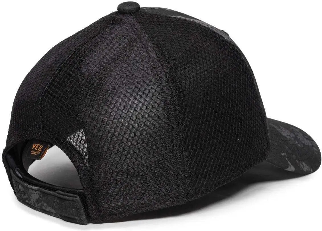 OC Sports PFC150M Performance Camo Mesh-Back Cap - Veil Tac-Black Black - Veil Black / 6 7/8’’ - 7 1/2’’