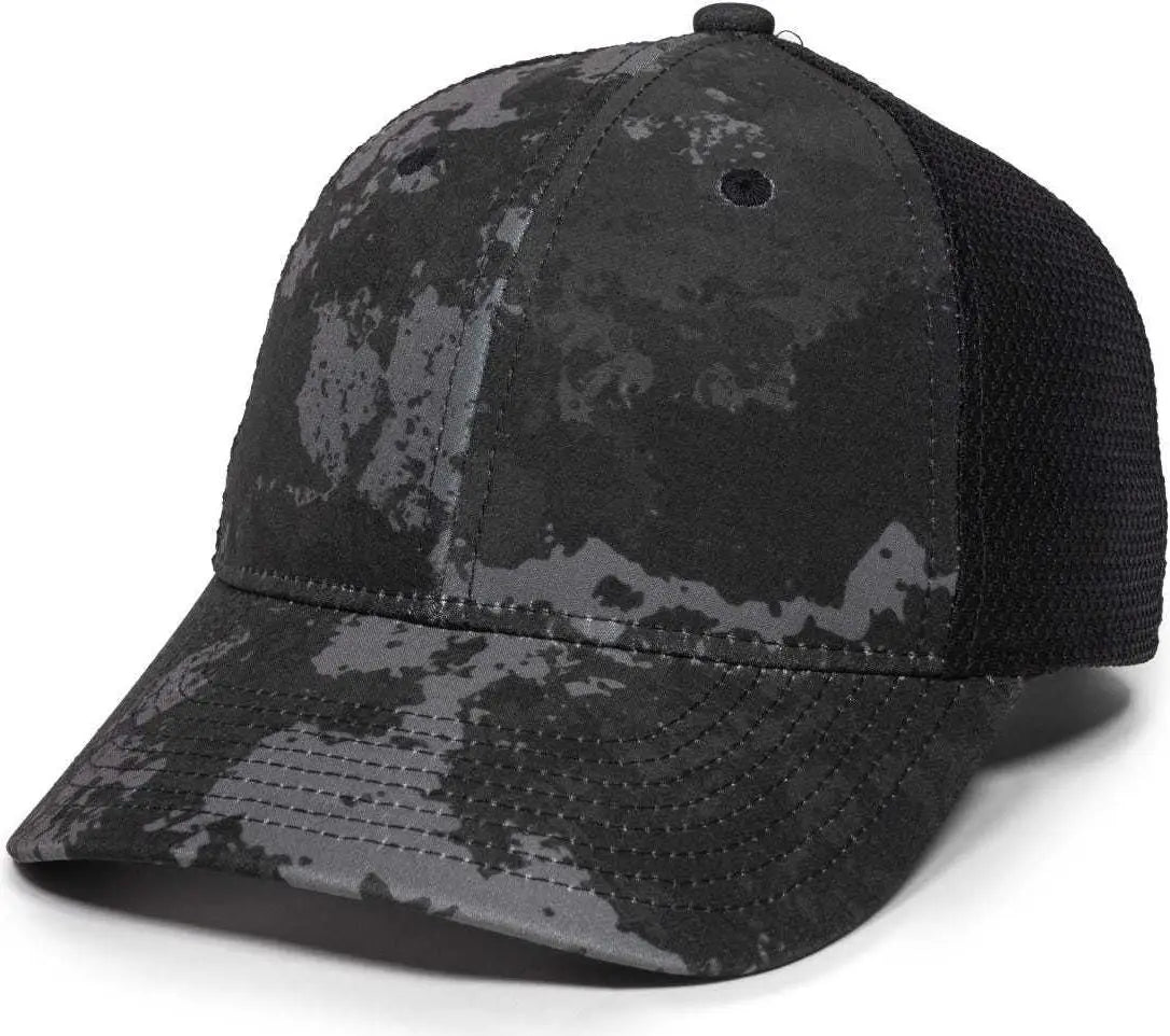 OC Sports PFC150M Performance Camo Mesh-Back Cap - Veil Tac-Black Black - Veil Black / 6 7/8’’ - 7 1/2’’