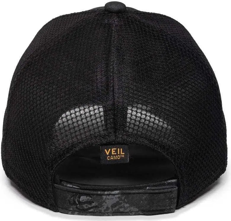 OC Sports PFC150M Performance Camo Mesh-Back Cap - Veil Tac-Black Black - Veil Black / 6 7/8’’ - 7 1/2’’