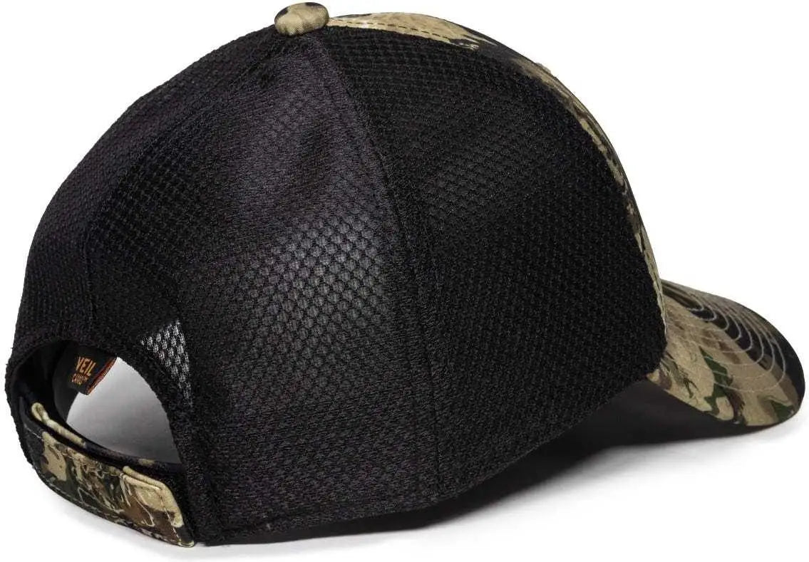 OC Sports PFC150M Performance Camo Mesh-Back Cap - Veil Whitetail Black - Veil White / 6 7/8’’ - 7 1/2’’