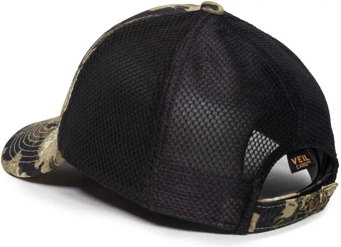 OC Sports PFC150M Performance Camo Mesh-Back Cap - Veil Whitetail Black - Veil White / 6 7/8’’ - 7 1/2’’