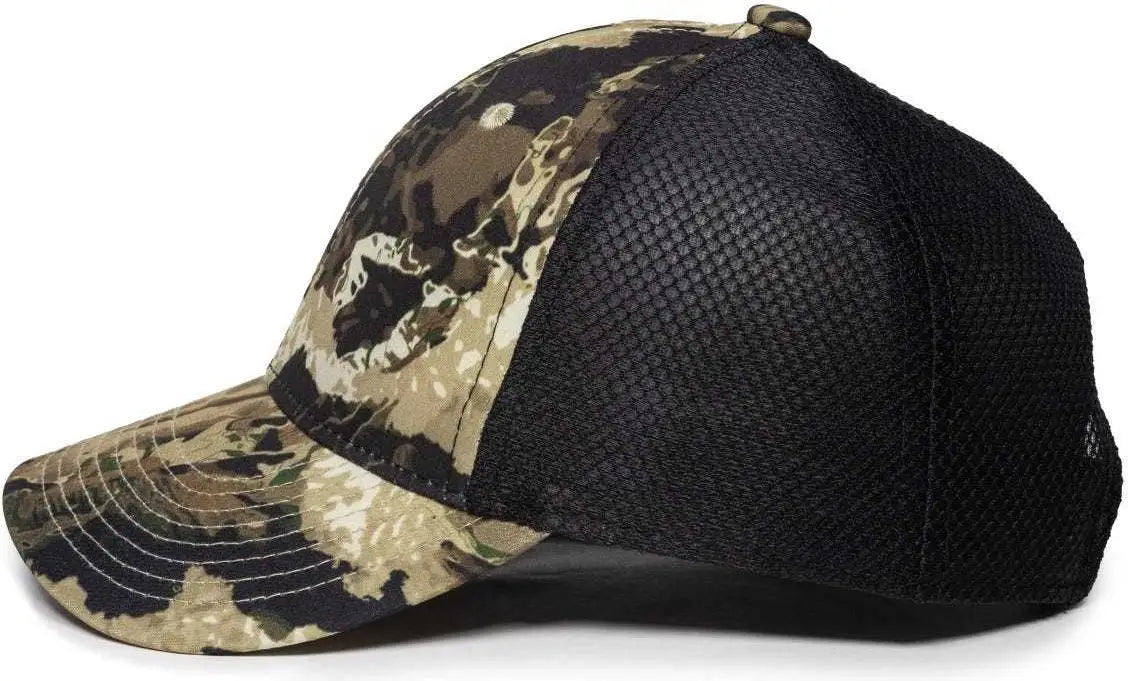 OC Sports PFC150M Performance Camo Mesh-Back Cap - Veil Whitetail Black - Veil White / 6 7/8’’ - 7 1/2’’