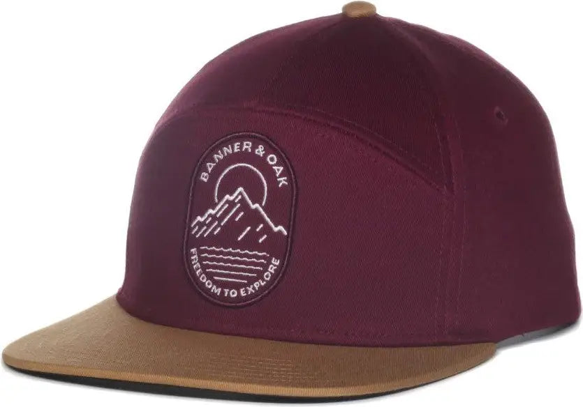 OC Sports PINNACLE Banner and Oak Cotton Twill Cap -Wine Khaki - Khaki / OSFM