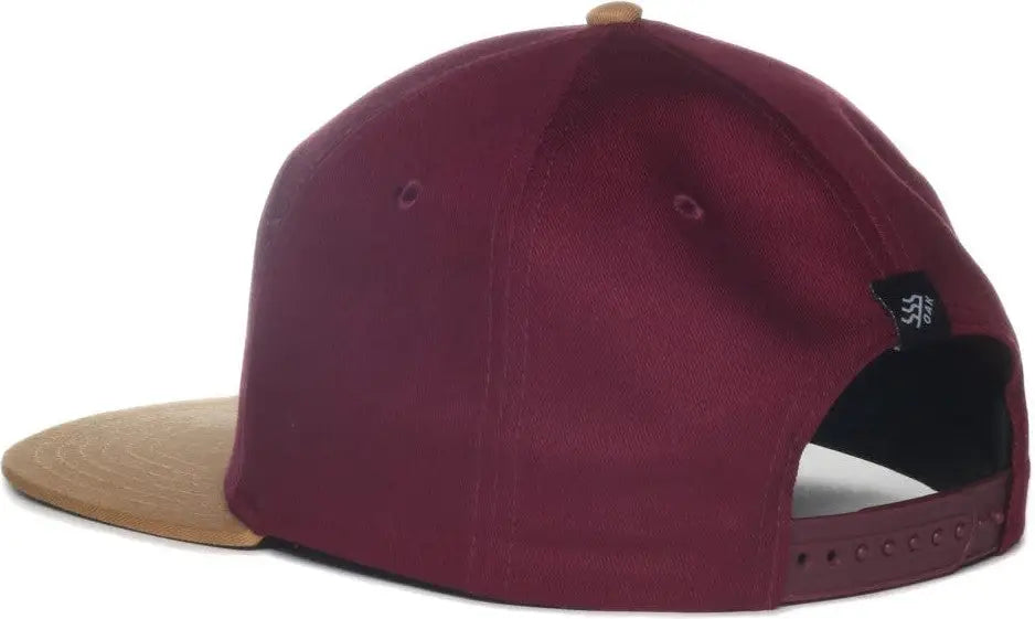 OC Sports PINNACLE Banner and Oak Cotton Twill Cap -Wine Khaki - Khaki / OSFM