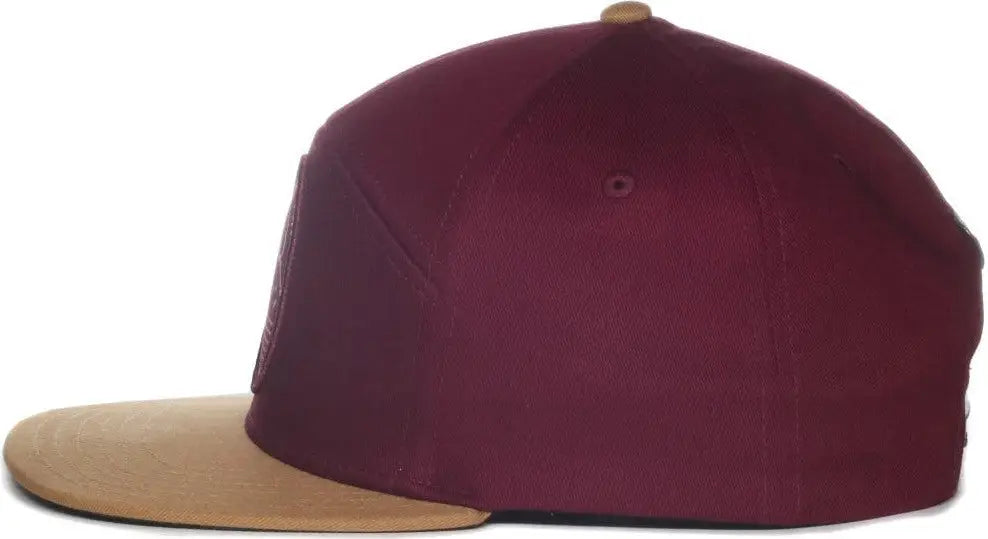 OC Sports PINNACLE Banner and Oak Cotton Twill Cap -Wine Khaki - Khaki / OSFM