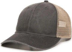 OC Sports PNY-100M Adjustable Meshback Cap with Ponytail Hole - Black Tea Stain - Black Ivory / 6 7/8’’ - 7 1/2’’