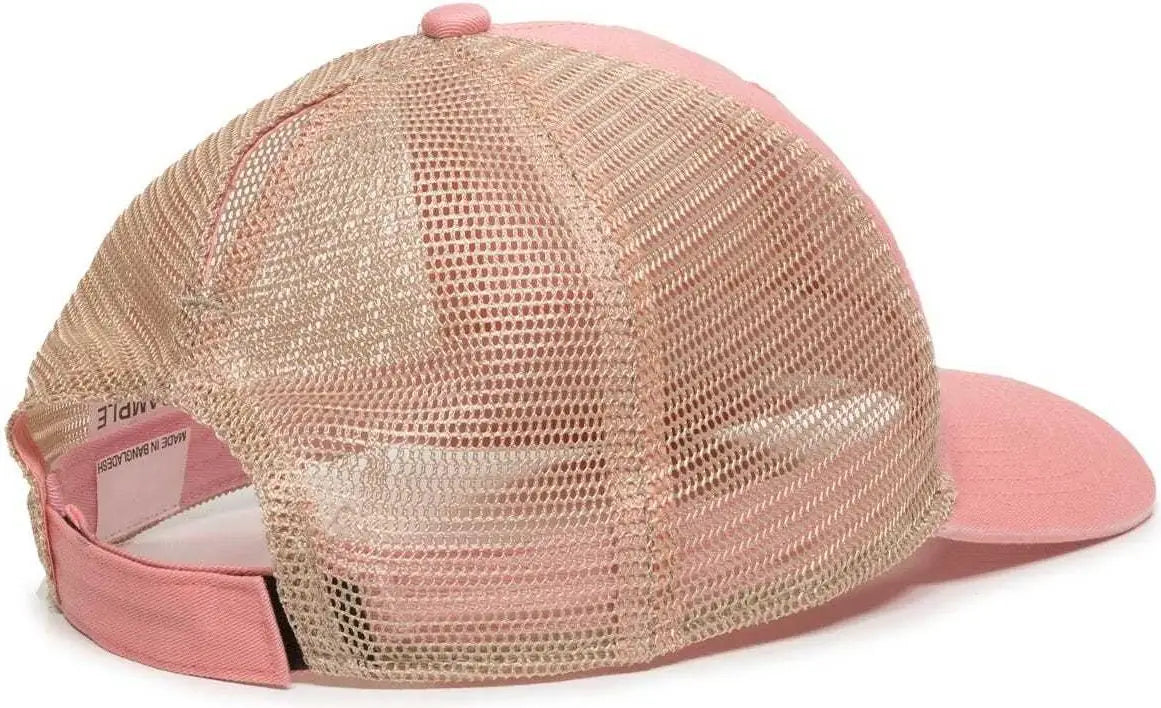 OC Sports PNY-100M Adjustable Meshback Cap with Ponytail Hole - Coral Tea Stain - Coral Ivory / 6 7/8’’ - 7 1/2’’