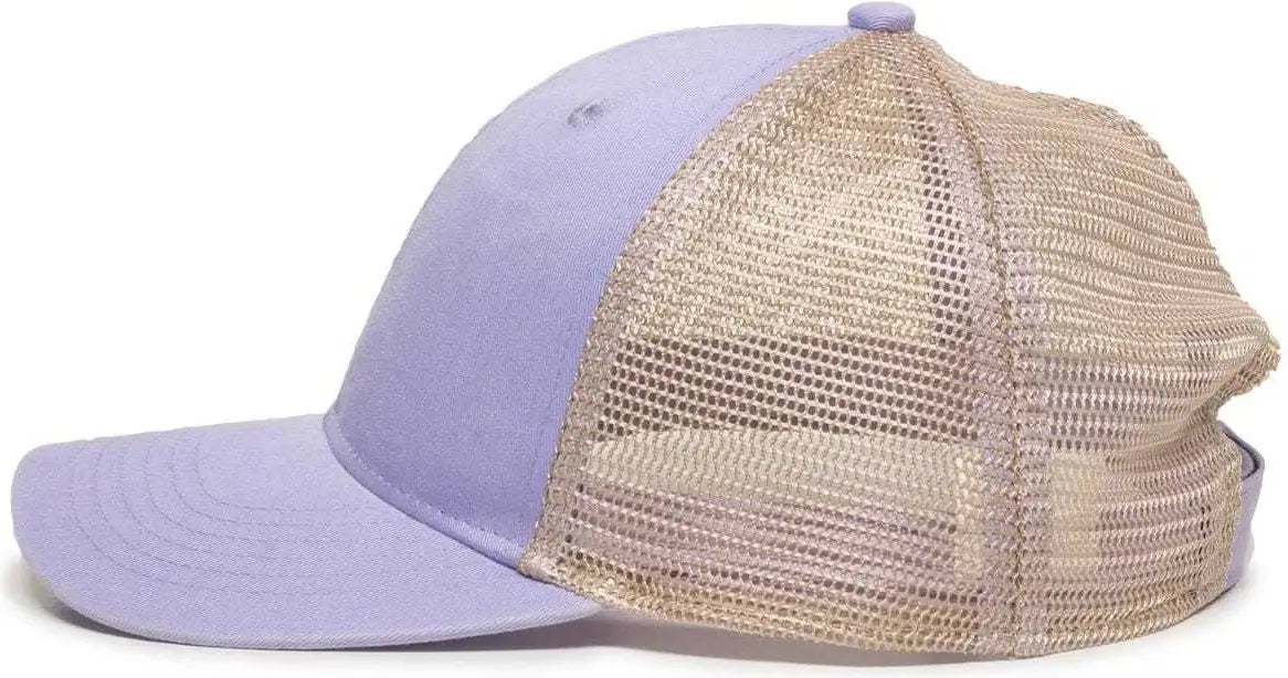 OC Sports PNY-100M Adjustable Meshback Cap with Ponytail Hole - Lavender Tea Stain - Purple Ivory / 6 7/8’’ - 7 1/2’’
