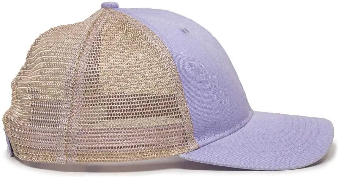OC Sports PNY-100M Adjustable Meshback Cap with Ponytail Hole - Lavender Tea Stain - Purple Ivory / 6 7/8’’ - 7 1/2’’
