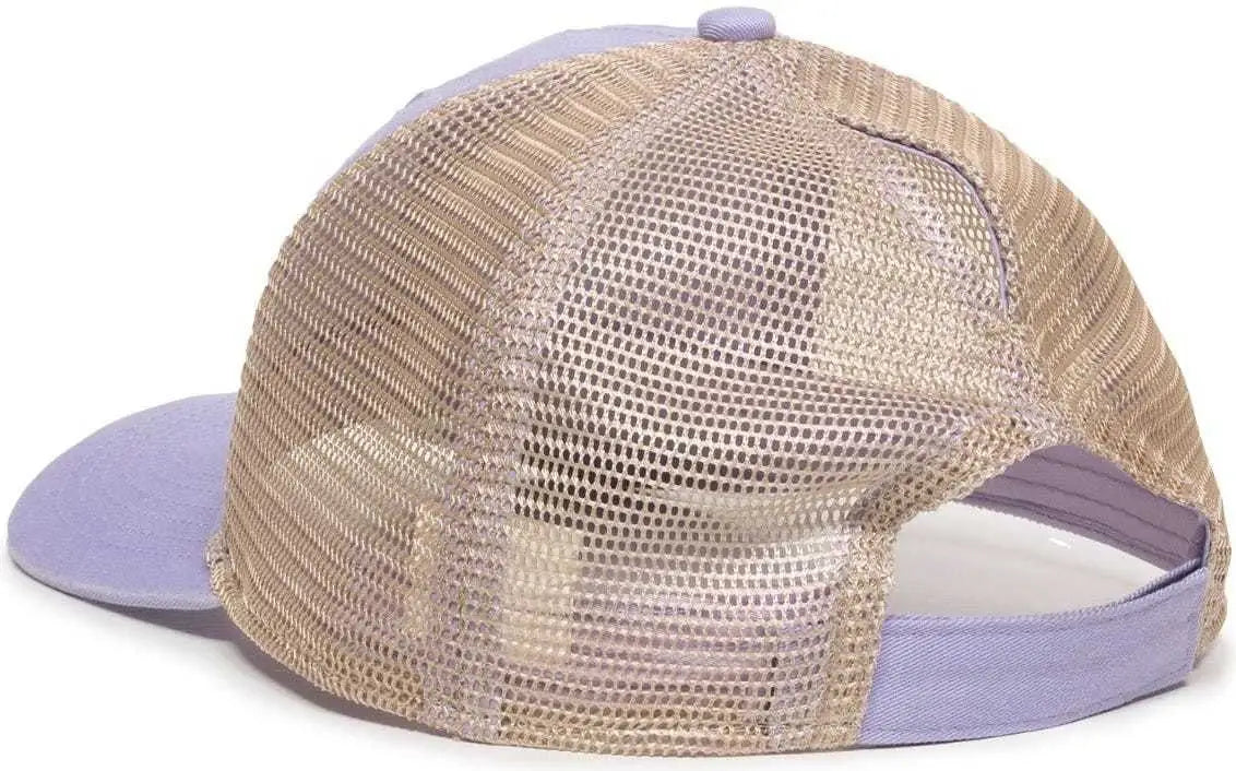 OC Sports PNY-100M Adjustable Meshback Cap with Ponytail Hole - Lavender Tea Stain - Purple Ivory / 6 7/8’’ - 7 1/2’’