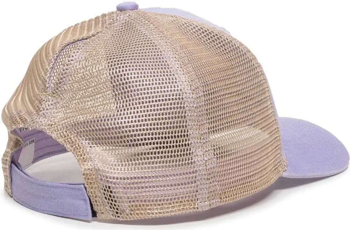 OC Sports PNY-100M Adjustable Meshback Cap with Ponytail Hole - Lavender Tea Stain - Purple Ivory / 6 7/8’’ - 7 1/2’’