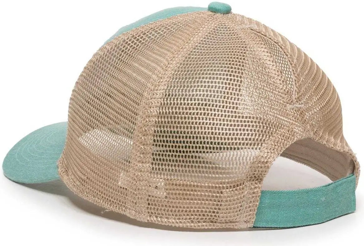 OC Sports PNY-100M Adjustable Meshback Cap with Ponytail Hole - Mint Tea Stain - Green Ivory / 6 7/8’’ - 7 1/2’’