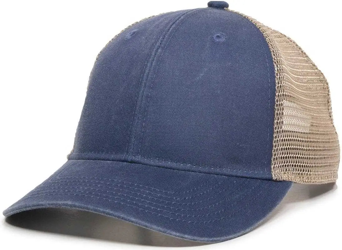 OC Sports PNY-100M Adjustable Meshback Cap with Ponytail Hole - Navy Tea Stain - Navy Ivory / 6 7/8’’ - 7 1/2’’