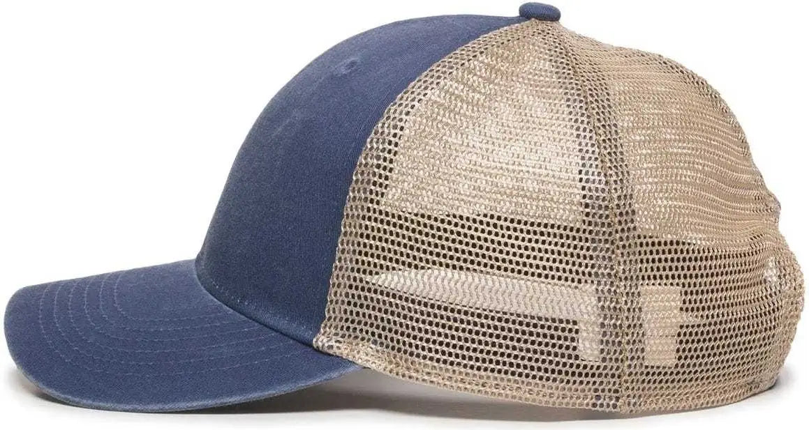 OC Sports PNY-100M Adjustable Meshback Cap with Ponytail Hole - Navy Tea Stain - Navy Ivory / 6 7/8’’ - 7 1/2’’