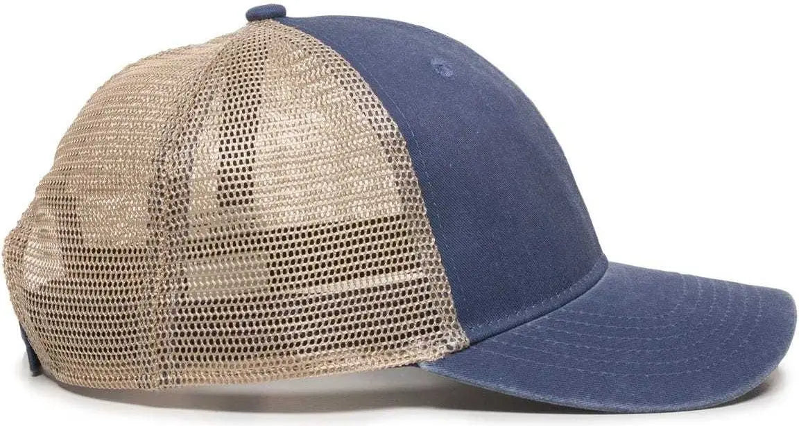 OC Sports PNY-100M Adjustable Meshback Cap with Ponytail Hole - Navy Tea Stain - Navy Ivory / 6 7/8’’ - 7 1/2’’