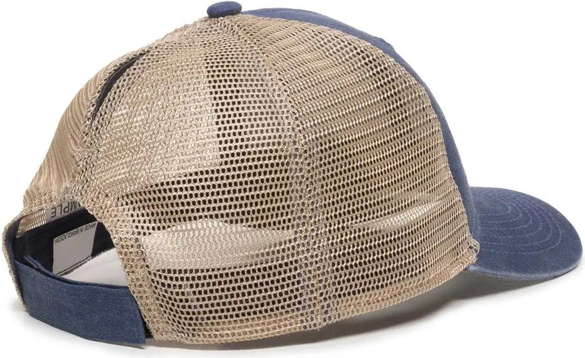 OC Sports PNY-100M Adjustable Meshback Cap with Ponytail Hole - Navy Tea Stain - Navy Ivory / 6 7/8’’ - 7 1/2’’
