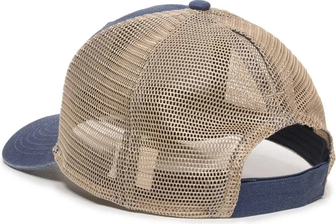 OC Sports PNY-100M Adjustable Meshback Cap with Ponytail Hole - Navy Tea Stain - Navy Ivory / 6 7/8’’ - 7 1/2’’