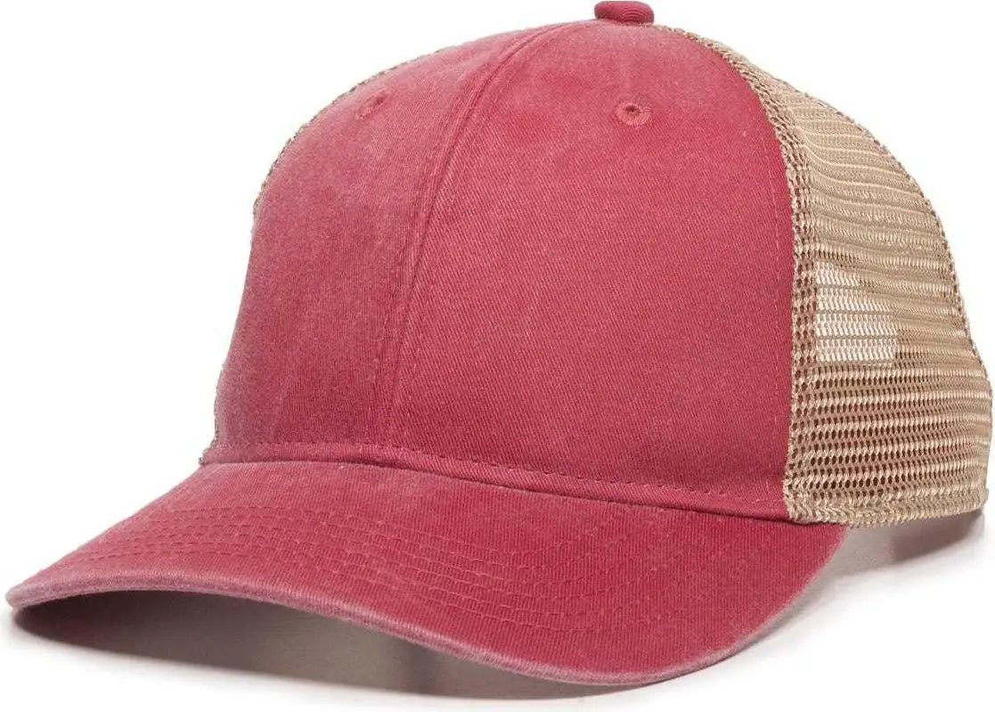 OC Sports PNY-100M Adjustable Meshback Cap with Ponytail Hole - Red Tea Stain - Red Ivory / 6 7/8’’ - 7 1/2’’