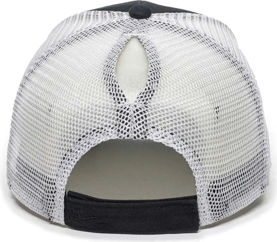 OC Sports PNY100M Ponytail Mesh-Back Cap - Black/ White - Black White / 6 7/8’’ - 7 1/2’’
