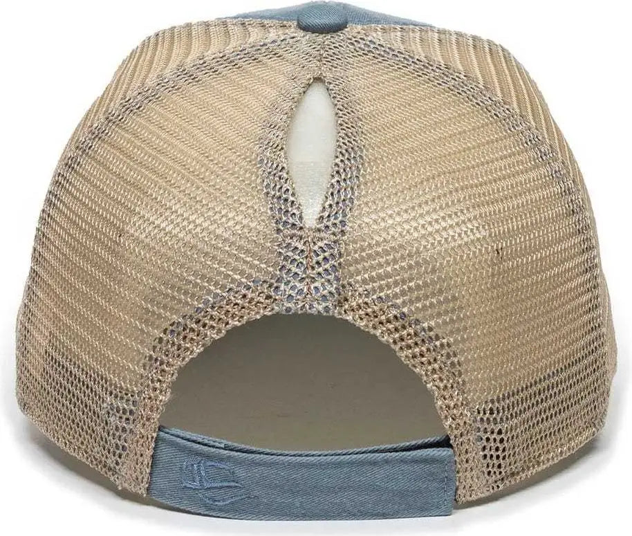 OC Sports PNY100M Ponytail Mesh-Back Cap - Coastal Blue/ Tea - Coastal Blue Ivory / 6 7/8’’ - 7 1/2’’