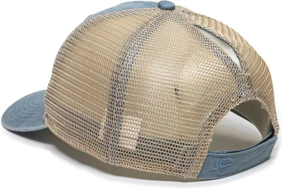 OC Sports PNY100M Ponytail Mesh-Back Cap - Coastal Blue/ Tea - Coastal Blue Ivory / 6 7/8’’ - 7 1/2’’