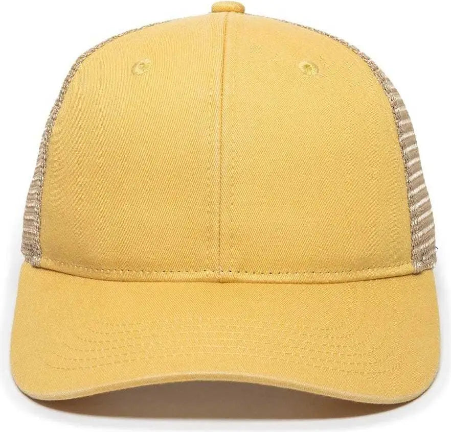 OC Sports PNY100M Ponytail Mesh-Back Cap - Dusty Yellow/ Tea - Yellow Ivory / 6 7/8’’ - 7 1/2’’