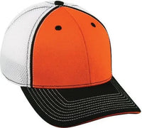 OC Sports PRO1125X Meshback Flexible Fitting Cap - Orange White Black - Orange Black / 6 3/4’’ - 7 1/8’’