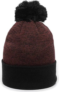 OC Sports PWC-100 Pixel Watch Beanie with Pom - Maroon Black - Maroon Black / One Size Fits Most