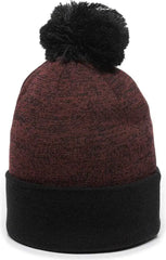 OC Sports PWC-100 Pixel Watch Beanie with Pom - Maroon Black - Maroon Black / One Size Fits Most