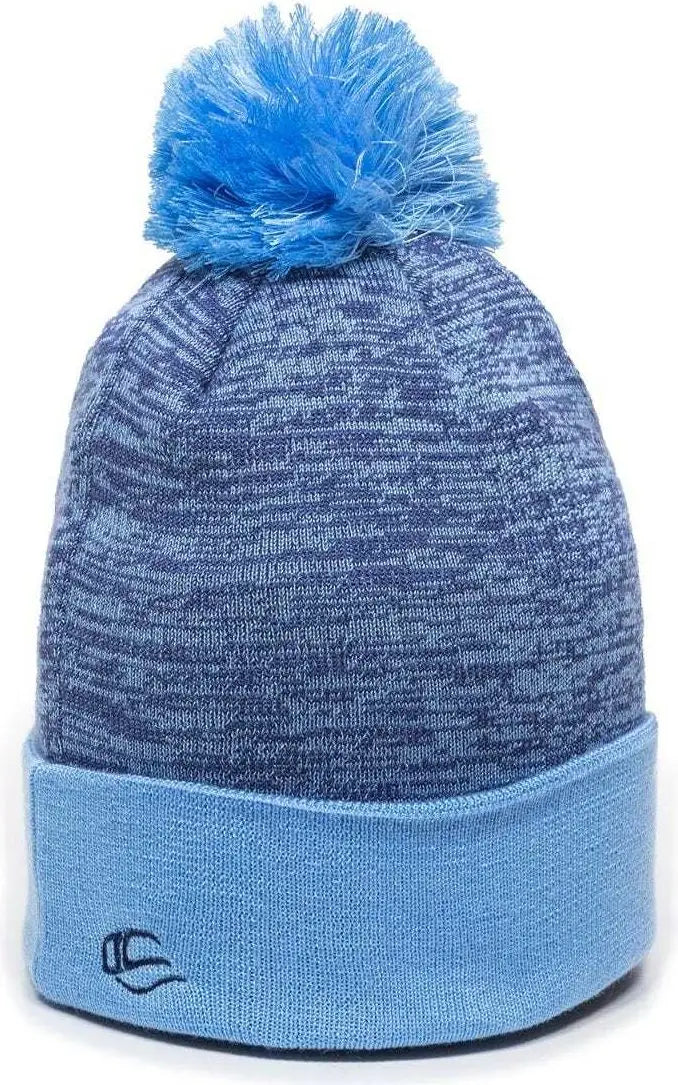 OC Sports PWC-100 Pixel Watch Beanie with Pom - Navy Columbia Blue - Navy Columbia Blue / One Size Fits Most