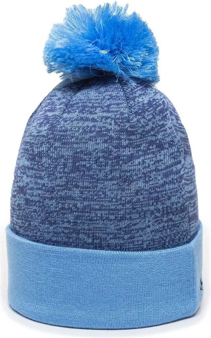 OC Sports PWC-100 Pixel Watch Beanie with Pom - Navy Columbia Blue - Navy Columbia Blue / One Size Fits Most