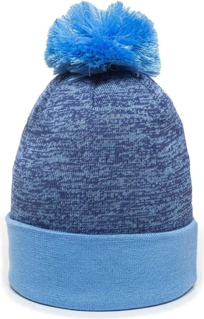 OC Sports PWC-100 Pixel Watch Beanie with Pom - Navy Columbia Blue - Navy Columbia Blue / One Size Fits Most