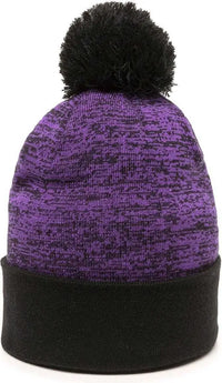 OC Sports PWC-100 Pixel Watch Beanie with Pom - Purple Black - Purple Black / One Size Fits Most