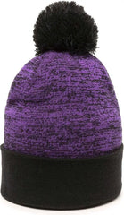 OC Sports PWC-100 Pixel Watch Beanie with Pom - Purple Black - Purple Black / One Size Fits Most