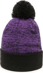 OC Sports PWC-100 Pixel Watch Beanie with Pom - Purple Black - Purple Black / One Size Fits Most