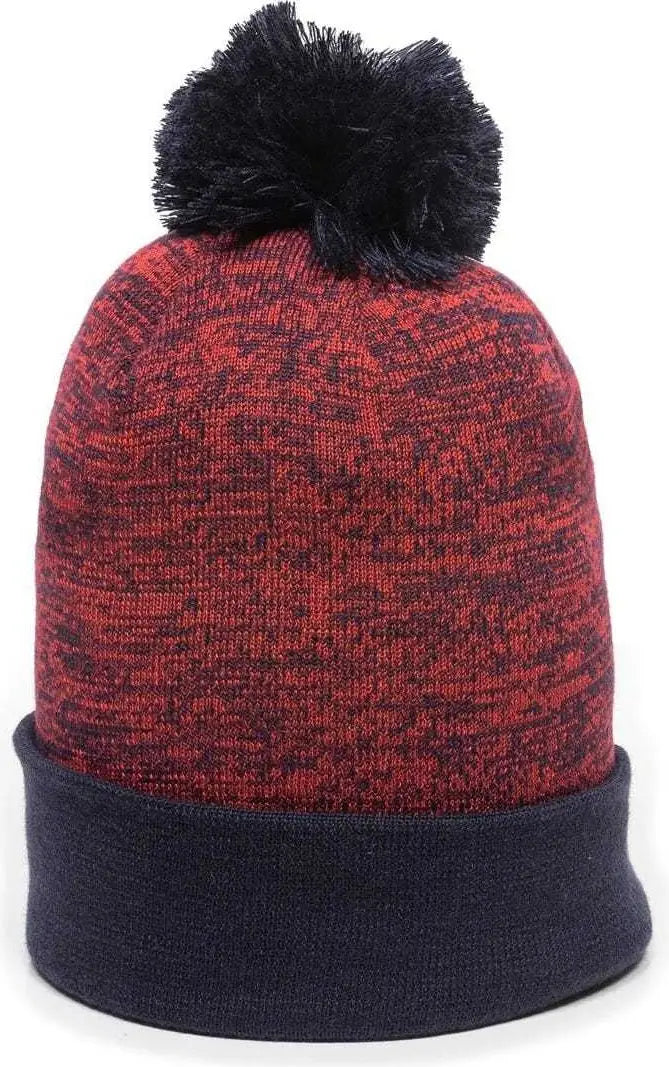 OC Sports PWC-100 Pixel Watch Beanie with Pom - Red Navy - Red Navy / One Size Fits Most