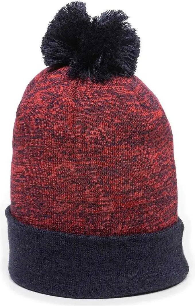 OC Sports PWC-100 Pixel Watch Beanie with Pom - Red Navy - Red Navy / One Size Fits Most