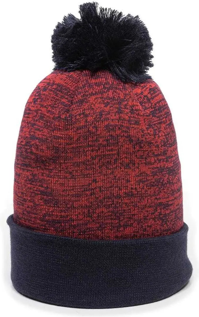 OC Sports PWC-100 Pixel Watch Beanie with Pom - Red Navy - Red Navy / One Size Fits Most