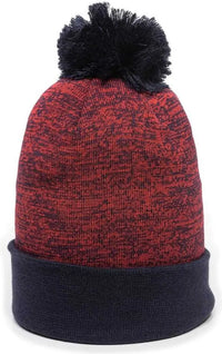 OC Sports PWC-100 Pixel Watch Beanie with Pom - Red Navy - Red Navy / One Size Fits Most