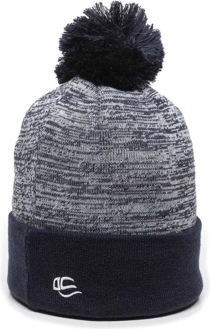 OC Sports PWC-100 Pixel Watch Beanie with Pom - White Navy - White Navy / One Size Fits Most