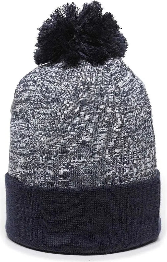 OC Sports PWC-100 Pixel Watch Beanie with Pom - White Navy - White Navy / One Size Fits Most