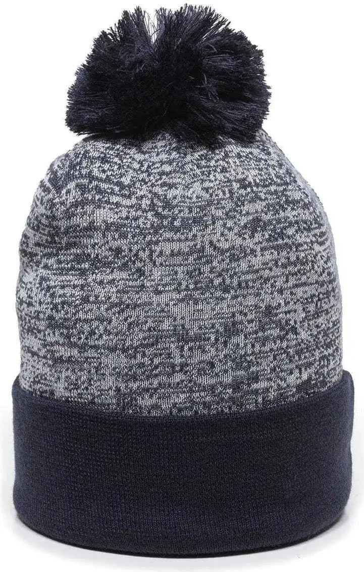 OC Sports PWC-100 Pixel Watch Beanie with Pom - White Navy - White Navy / One Size Fits Most