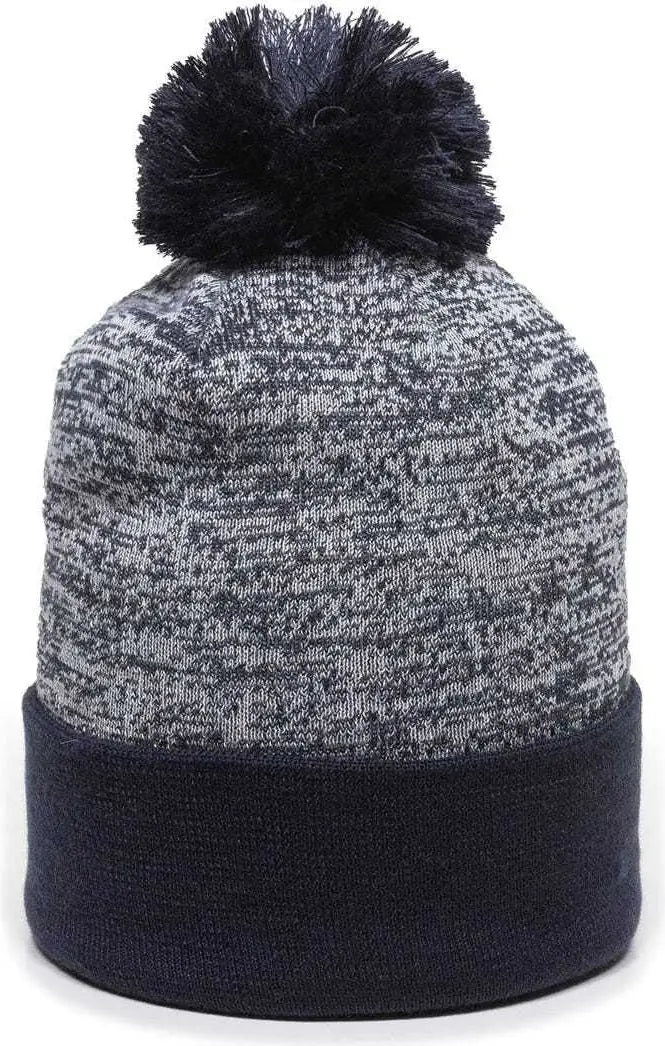 OC Sports PWC-100 Pixel Watch Beanie with Pom - White Navy - White Navy / One Size Fits Most
