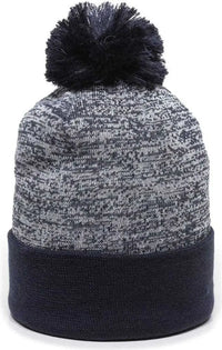 OC Sports PWC-100 Pixel Watch Beanie with Pom - White Navy - White Navy / One Size Fits Most