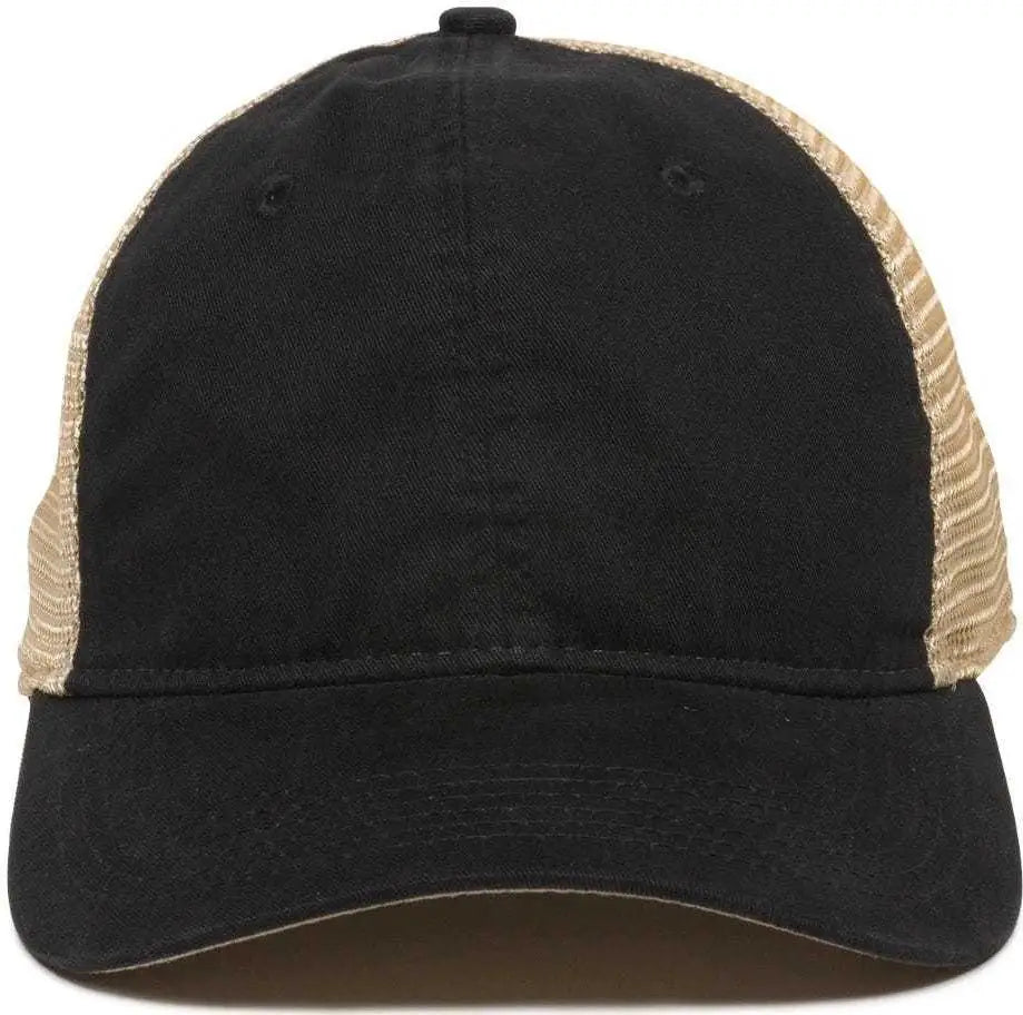 OC Sports PWT-200M Adjustable Mesh Back Cap - Black Tea Stain - Black / 6 7/8’’ - 7 1/2’’