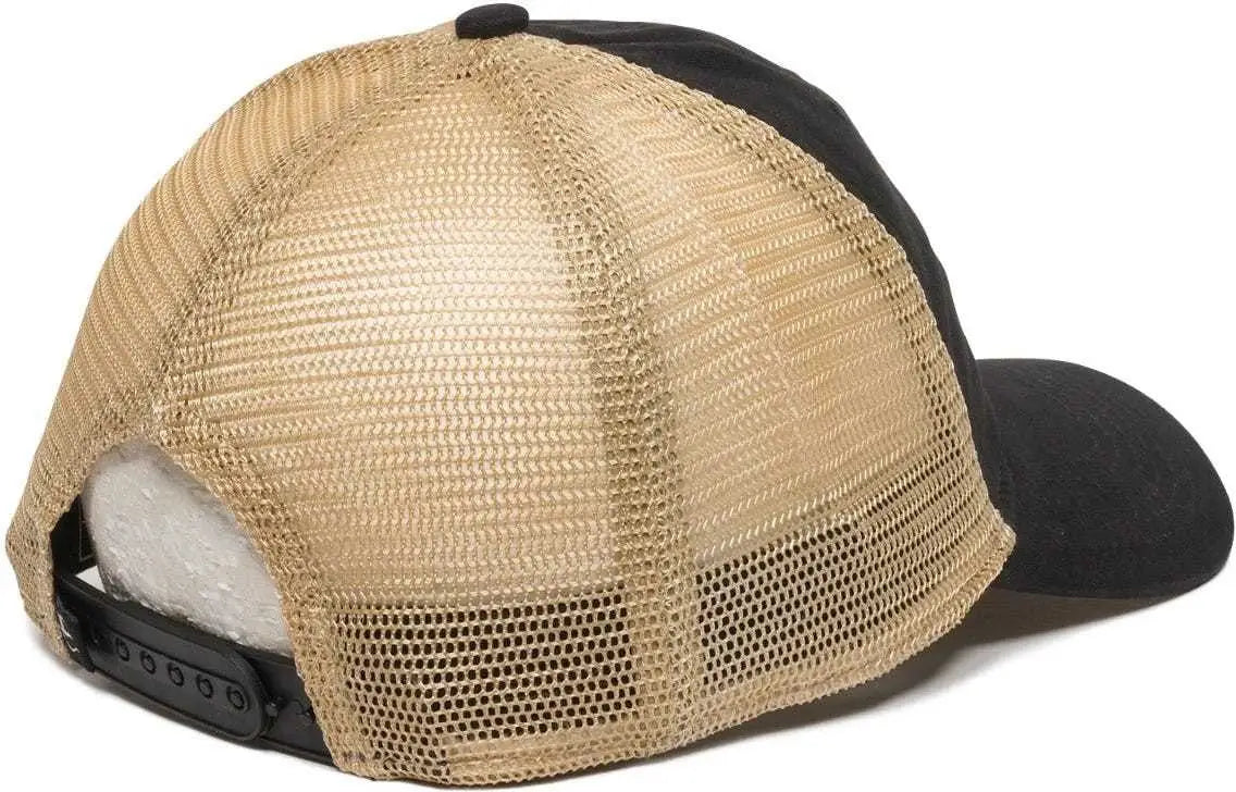 OC Sports PWT-200M Adjustable Mesh Back Cap - Black Tea Stain - Black / 6 7/8’’ - 7 1/2’’