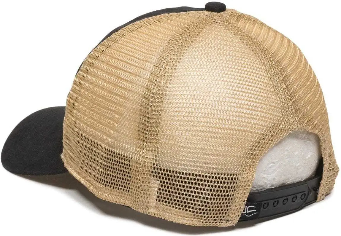 OC Sports PWT-200M Adjustable Mesh Back Cap - Black Tea Stain - Black / 6 7/8’’ - 7 1/2’’