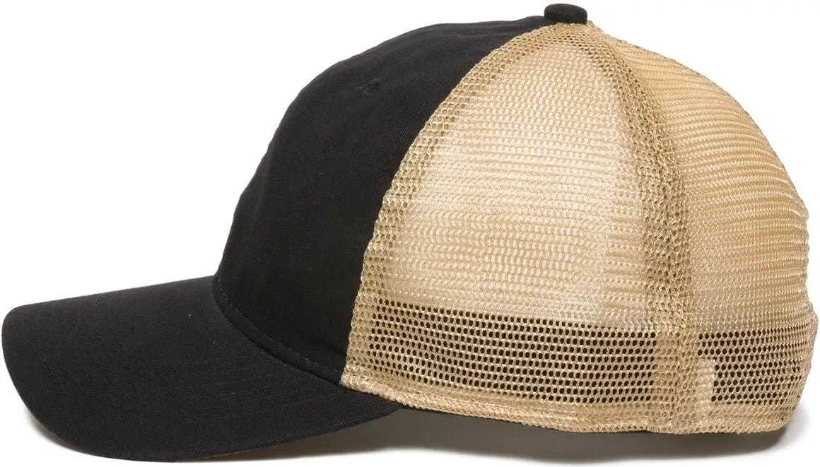 OC Sports PWT-200M Adjustable Mesh Back Cap - Black Tea Stain - Black / 6 7/8’’ - 7 1/2’’