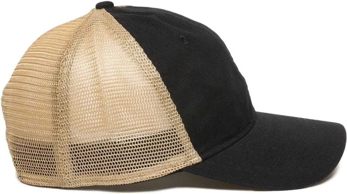 OC Sports PWT-200M Adjustable Mesh Back Cap - Black Tea Stain - Black / 6 7/8’’ - 7 1/2’’